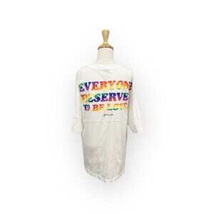 Victoria’s Secret PINK Cotton Oversized T-Shirt Size L Large Pride Rainbow Love